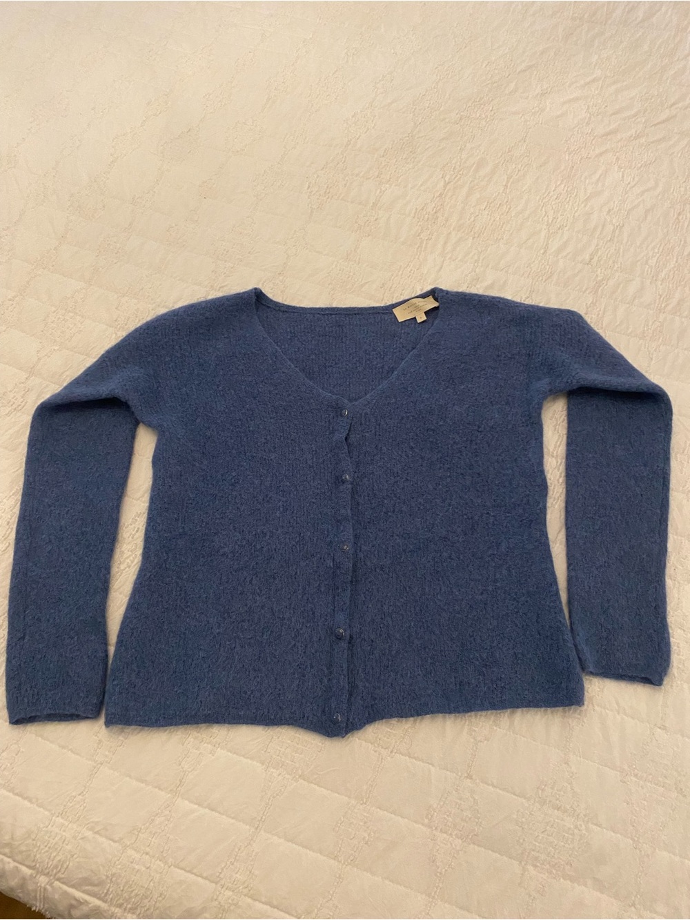Sezane Soft Navy V-Neck Button Cardigan Size S
